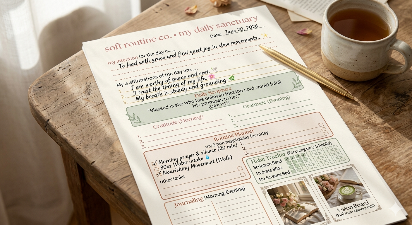 The Daily Sanctuary: Interactive Routine Companion & 90-Day Tracker